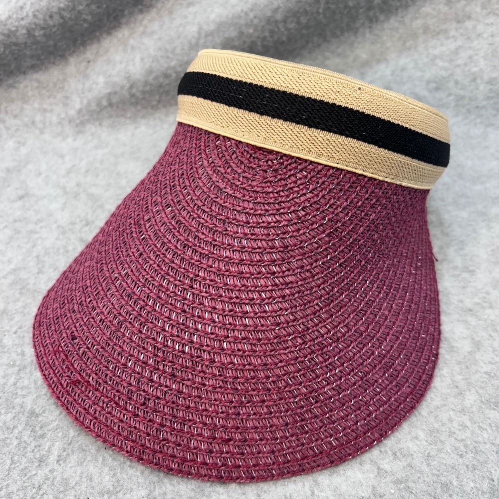 Womens Burgundy Unbranded Straw Sun Visor OSFM